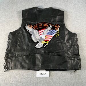 Diamond Plate Buffalo Genuine Leather Vest Mens 3X Black Hand-Sewn Pebble Grain